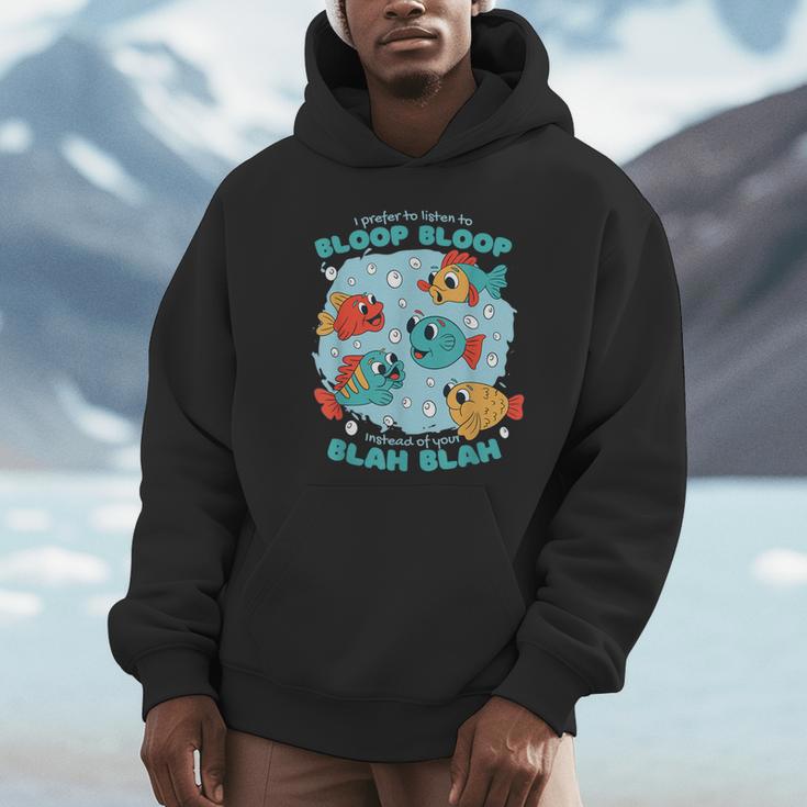 Cartoon Sarcasm Anti-Social Nihilism Introvert Fish Unisex Hoodie