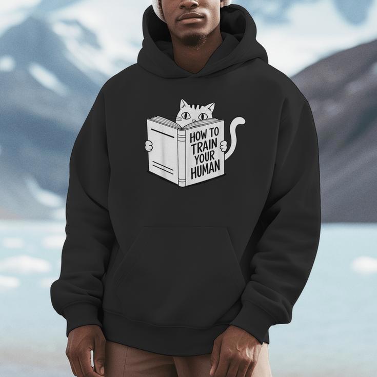 Cat Book Humor How To Train Your Human Unisex Hoodie