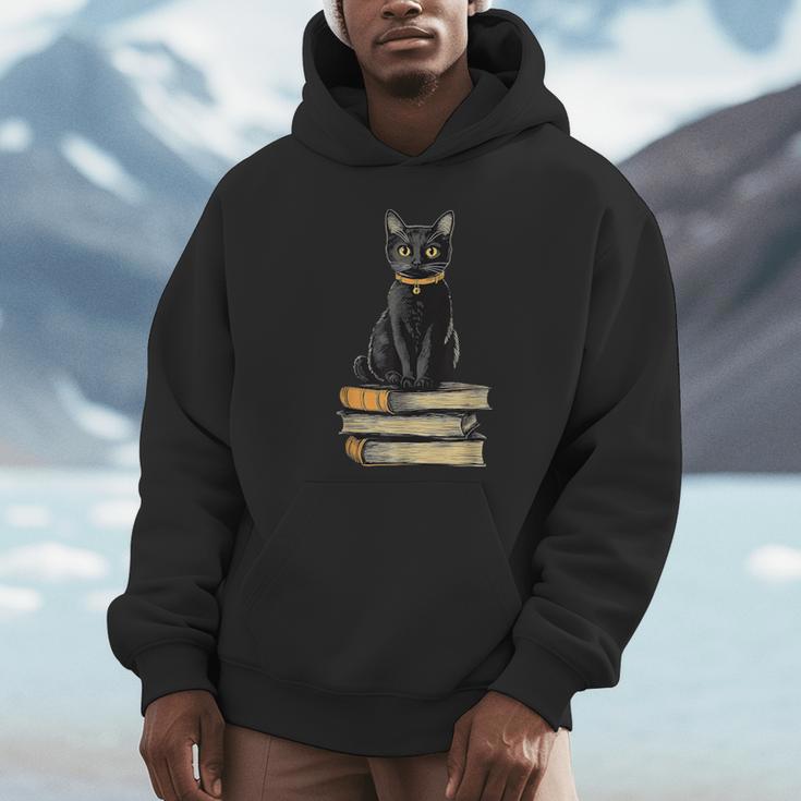 Cat Sitting On Books Unisex Hoodie Cat Sitting On Books Unisex Hoodie
