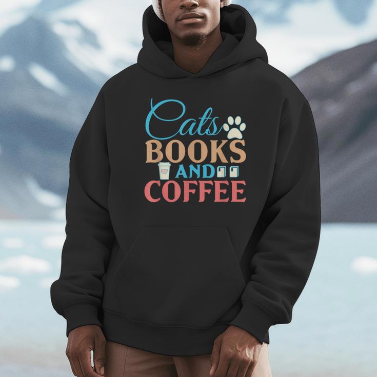 Cats Books And Coffee Unisex Hoodie Cats Books And Coffee Unisex Hoodie