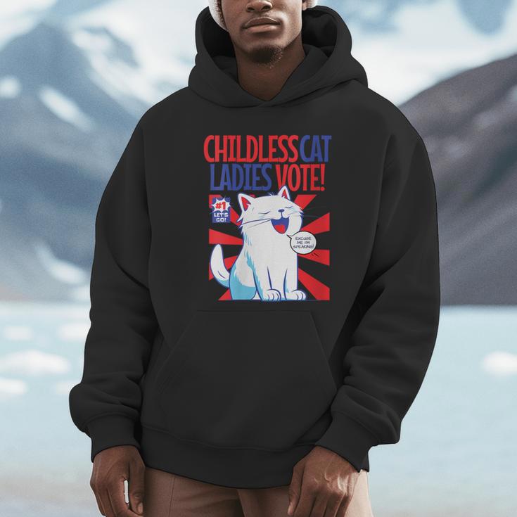 Childless Cat Ladies Vote Kamala Harris Cute Comic Book Cat Unisex Hoodie