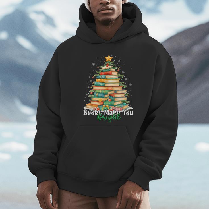 Christmas Books Make You Bright Librarian Teacher Book Lover Unisex Hoodie