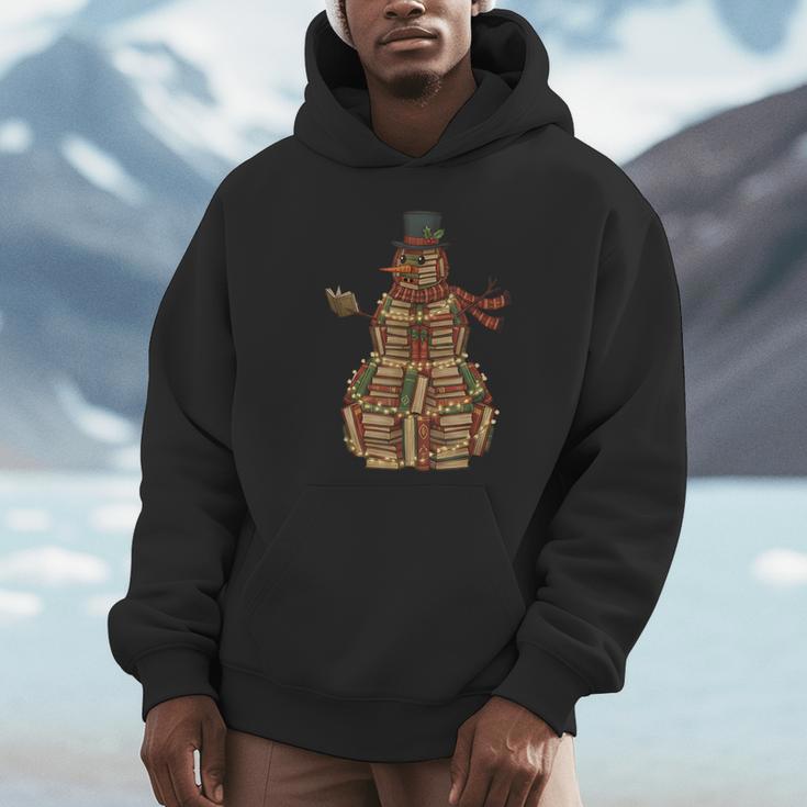 Christmas Snowman Made Of Books Holiday Reading Xmas Unisex Hoodie Christmas Snowman Made Of Books Holiday Reading Xmas Unisex Hoodie