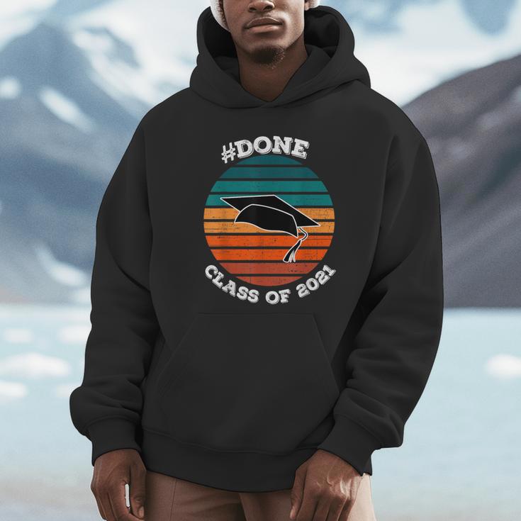 Class Of 2021 Done Senior Graduation Retro Sunset Unisex Hoodie