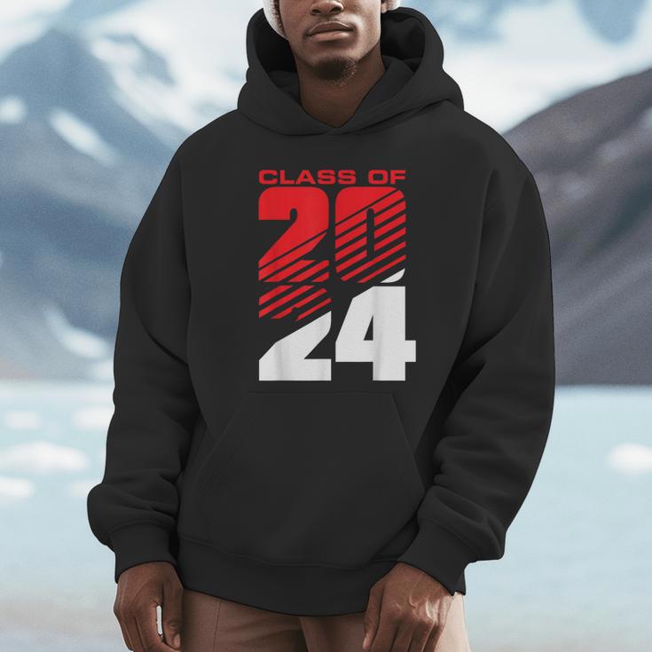 Class Of 2024 High School Senior Graduation Red Sports Style Unisex Hoodie