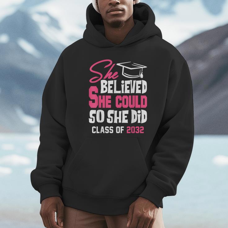 Class Of 2032 She Believed She Could Kids Graduation T-Shirt Unisex Hoodie