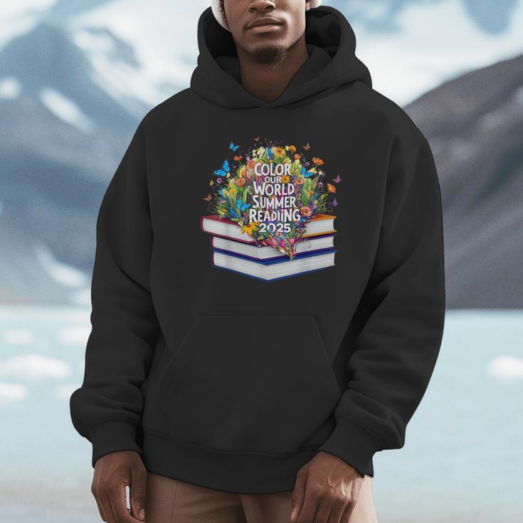 Color Our World Summer Reading 2025 Cute Book Wildflowers Unisex Hoodie