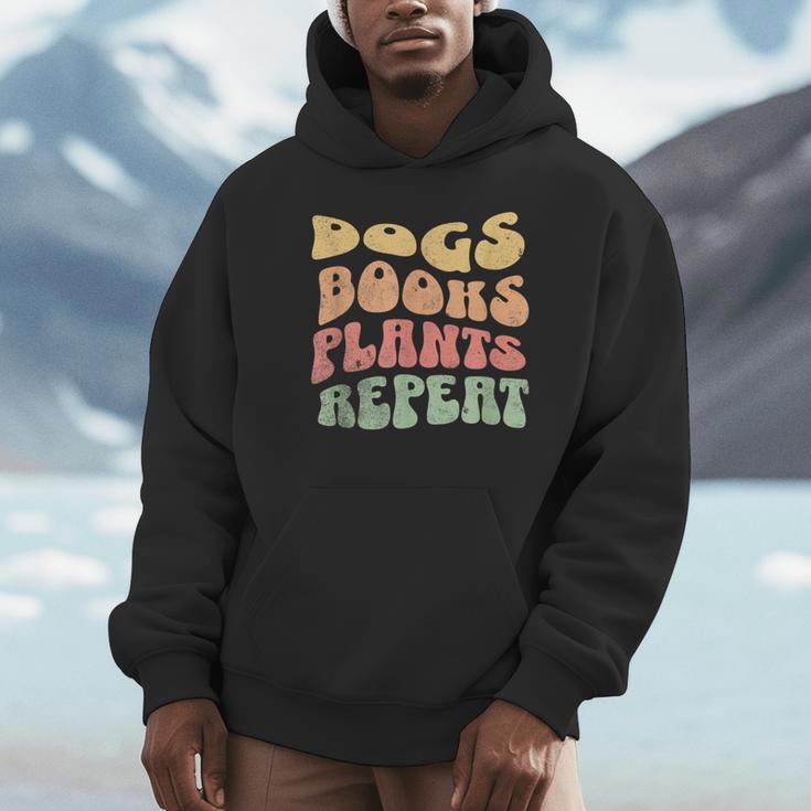 Colorful Dogs Books Plants Repeat Unisex Hoodie