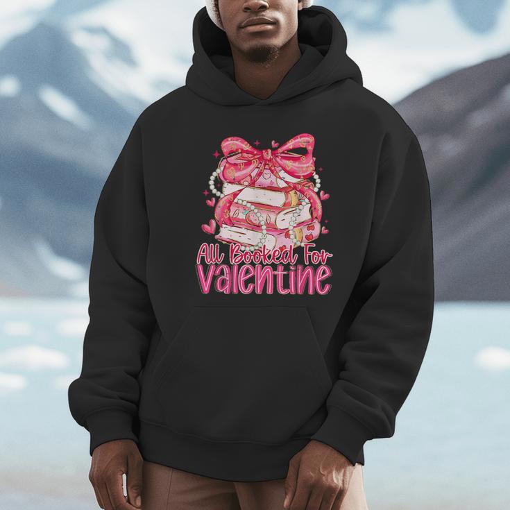 Coquette Bow All Booked For Valentines Teacher Book Unisex Hoodie