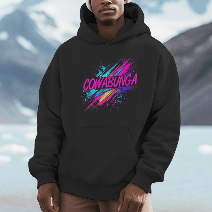 Cowabunga Retro 80s 90s Nostalgia Slang Neon Grunge Art Unisex Hoodie Cowabunga Retro 80s 90s Nostalgia Slang Neon Grunge Art Unisex Hoodie