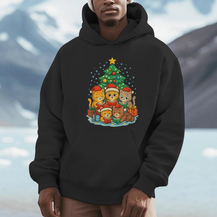 Cute Cats Reading Books Christmas Tree Unisex Hoodie