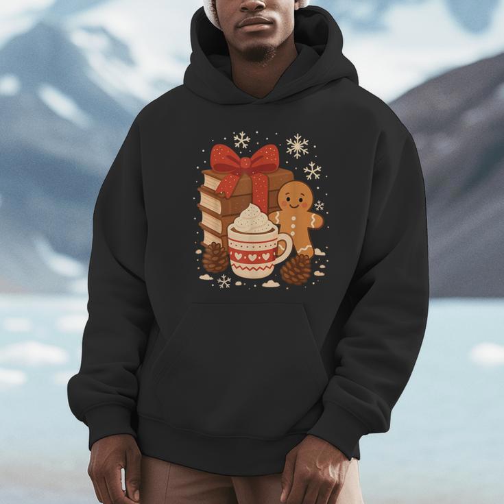 Cute Christmas Books Gingerbread Xmas Book Lover Teacher Unisex Hoodie