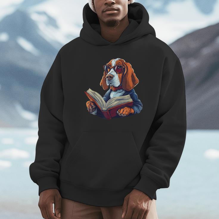 Cute Dog Basset Hound Reading Book Unisex Hoodie Cute Dog Basset Hound Reading Book Unisex Hoodie