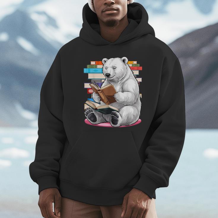 Cute Polar Bear Is Reading a Book Reading Polar Bear Unisex Hoodie