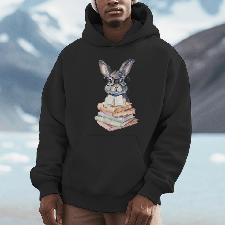 Cute Reading Bunny With Glasses Books Reader Book Bookworm Unisex Hoodie Cute Reading Bunny With Glasses Books Reader Book Bookworm Unisex Hoodie