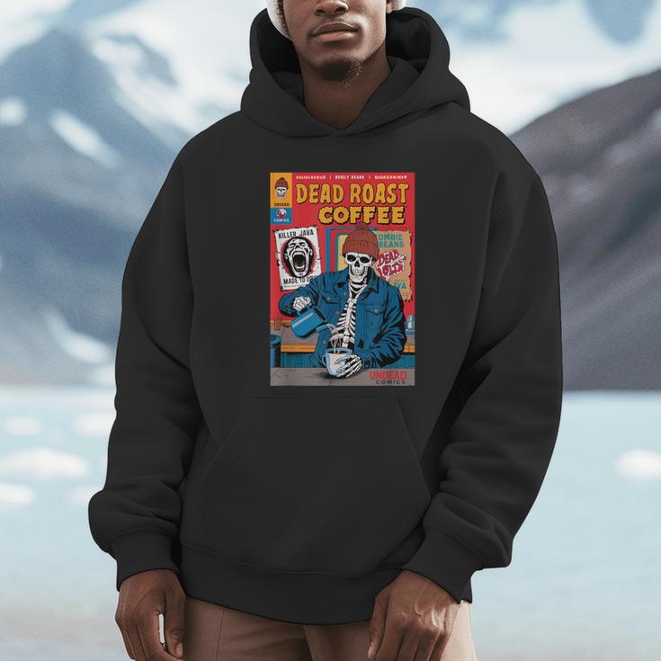 Dead Roast Coffee Comic Book Cover Style Skeleton Barista Unisex Hoodie