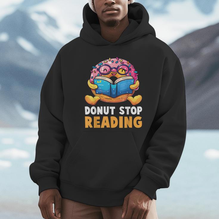 Donut Stop Reading Cute Book Reader Bookworm Donut Day Unisex Hoodie