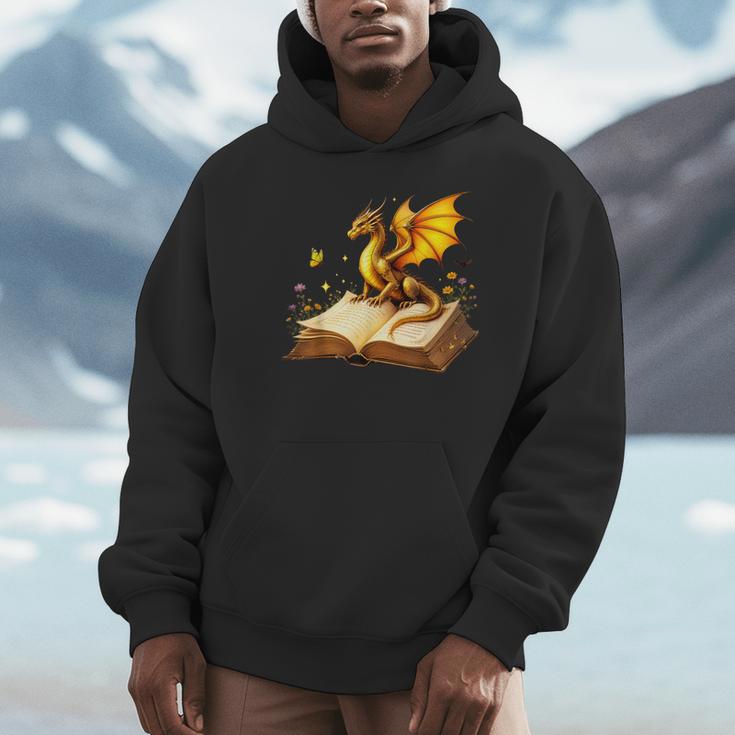 Dragon Fantasy Book Lover Bookish Reader Bookworm Wildflower Unisex Hoodie