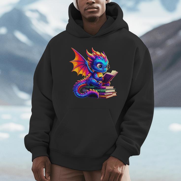 Dragon Reading a Book Bookworm Book Lover Unisex Hoodie