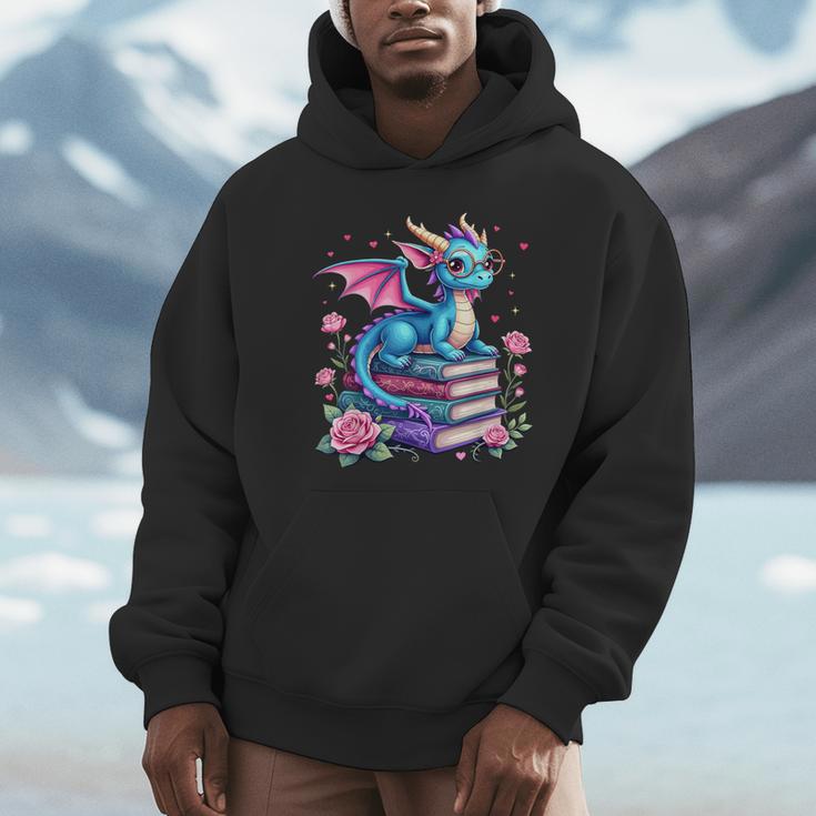 Dragons And Books Dragon Reading Book Lover Girl Bookworm Unisex Hoodie