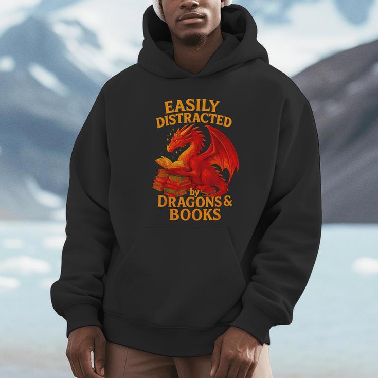 Easily Distracted By Dragons And Books Reading Unisex Hoodie Easily Distracted By Dragons And Books Reading Unisex Hoodie
