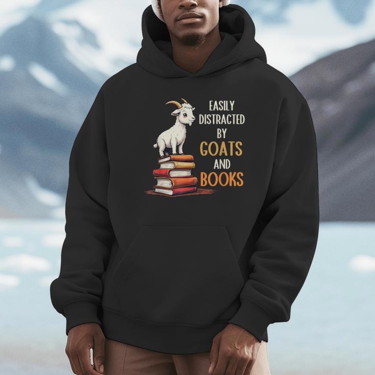 Easily Distracted By Goats And Books Goats And Book Reading Unisex Hoodie