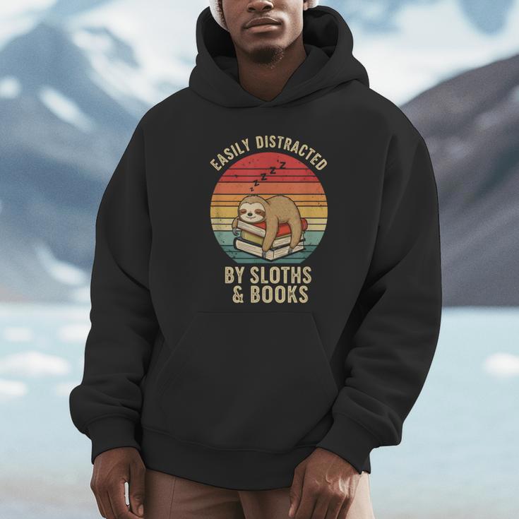 Easily Distracted By Sloths And Books Unisex Hoodie