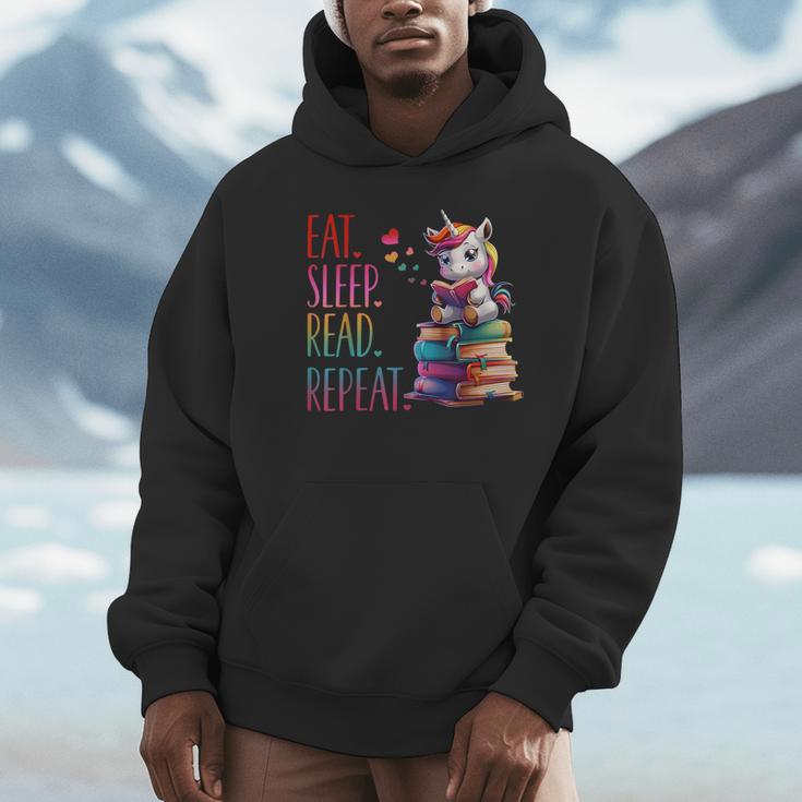Eat Sleep Read Repeat Unicorn Read Book Reading Lovers Kids Unisex Hoodie
