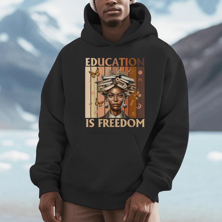 Education Is Freedom Teacher Books Black History Women Unisex Hoodie
