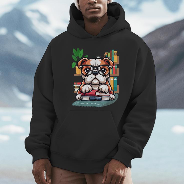 English Bulldog Reading a Book Dog Unisex Hoodie