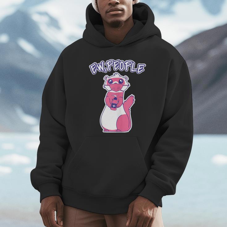 Ew People Introvert Ferrets Saying Mask Ferret Unisex Hoodie