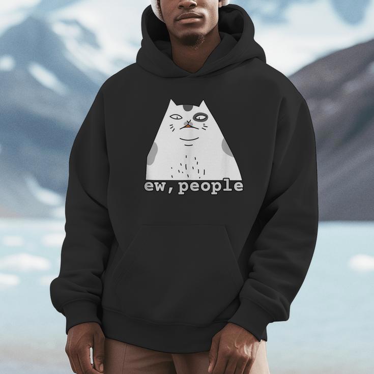 Ew People Introvert Sayings Sarcastic Cat Quote Unisex Hoodie
