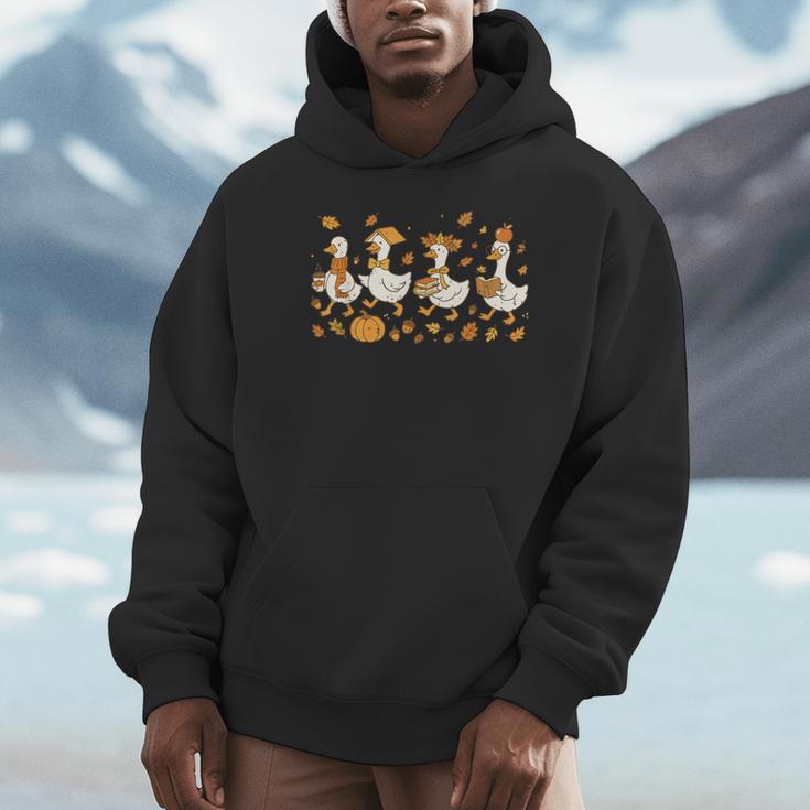 Fall Goose Reading Book Teacher Autumn Pumpkin Cozy Season Unisex Hoodie Fall Goose Reading Book Teacher Autumn Pumpkin Cozy Season Unisex Hoodie