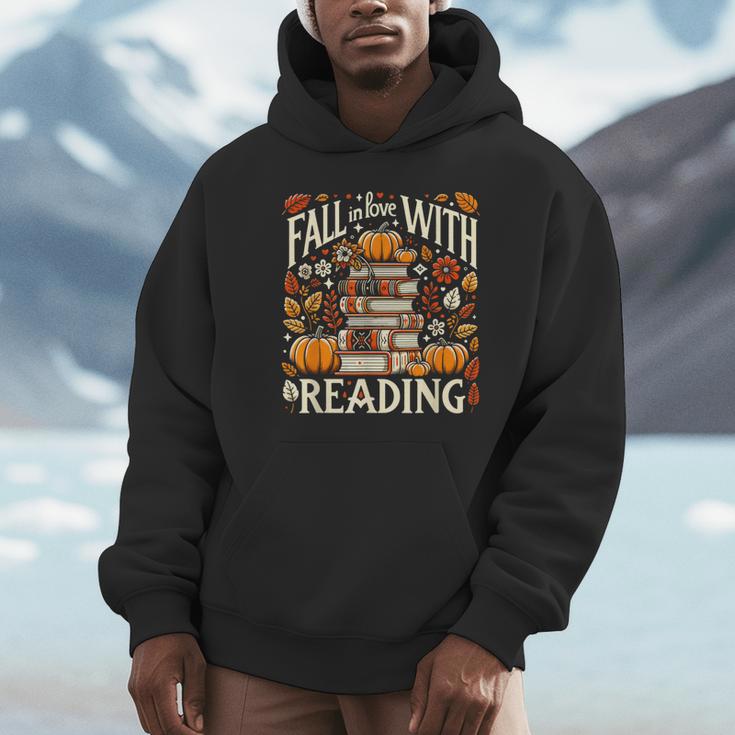 Fall In Love With Reading Book Autumn Pumpkins And Teachers Unisex Hoodie Fall In Love With Reading Book Autumn Pumpkins And Teachers Unisex Hoodie