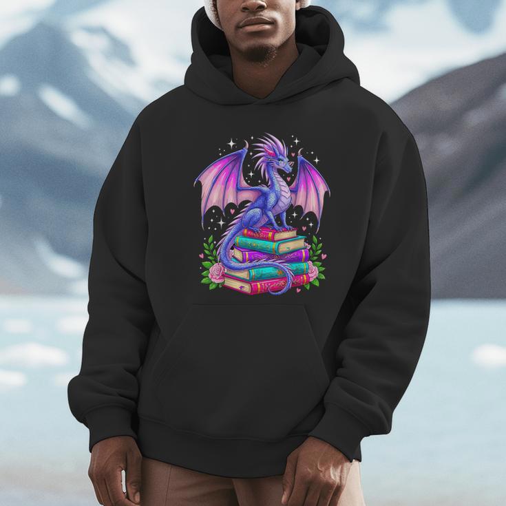 Fantasy Dragon Reading Books Bookworm Unisex Hoodie Fantasy Dragon Reading Books Bookworm Unisex Hoodie