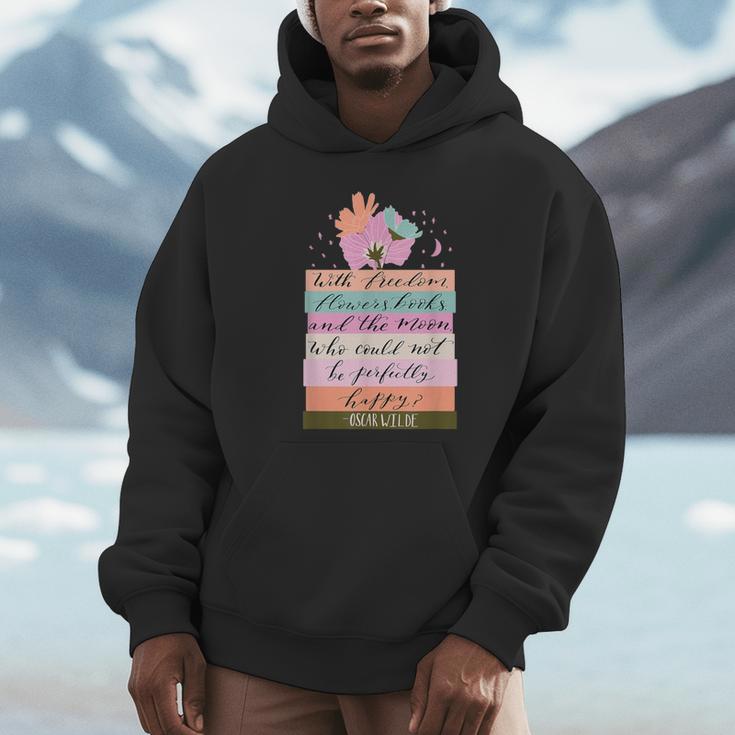With Freedom Flowers Books And The Moon Unisex Hoodie