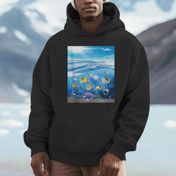 Frutiger Aero Aesthetic Tech Ocean Underwater Fishes Unisex Hoodie