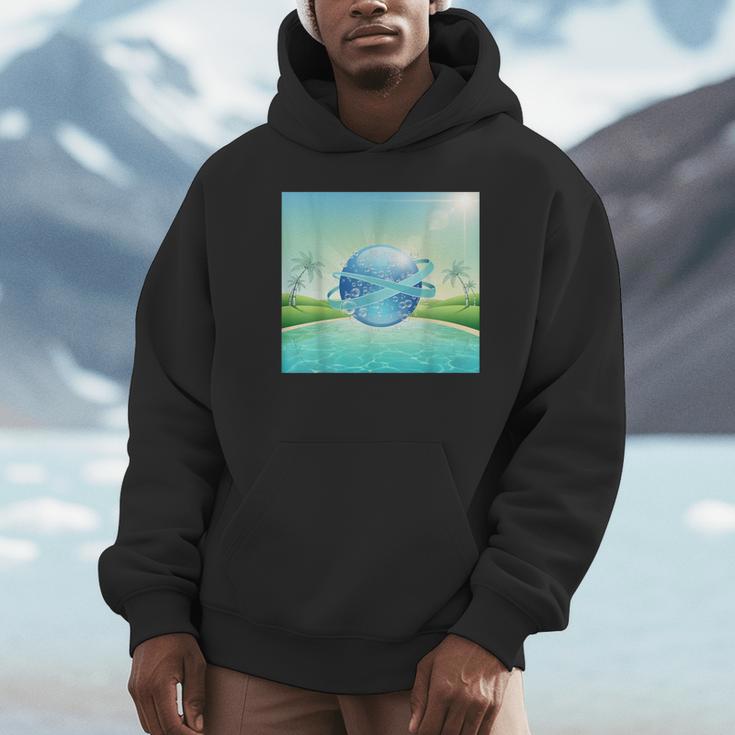 Frutiger Aero Y2k Aesthetic Palm Trees Cyber Beach World Unisex Hoodie