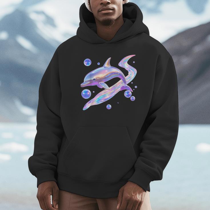 Frutiger Aero Y2K Chrome Dolphin Unisex Hoodie