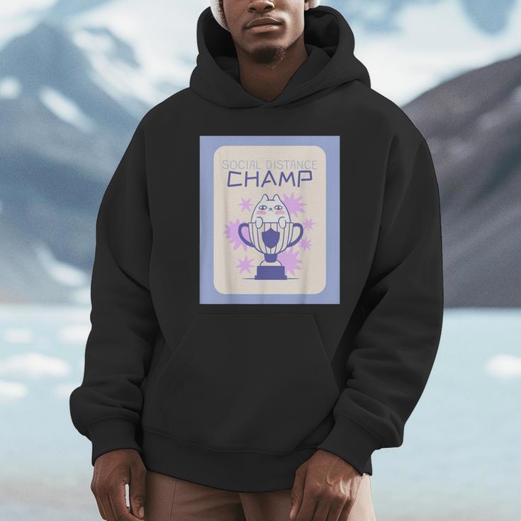 Fun Cute Introvert Cat Character Trophy For Men Women Unisex Hoodie