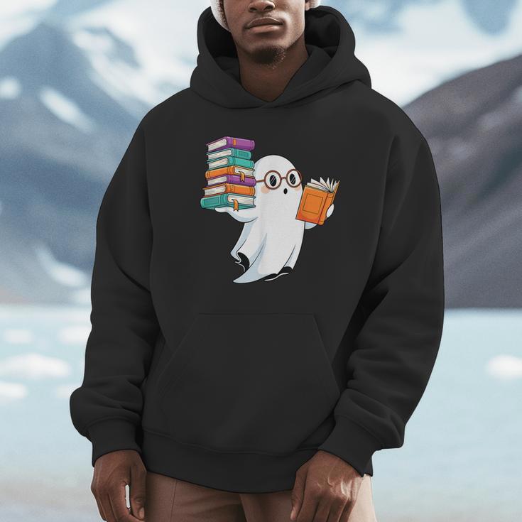 Ghost Reading Books Halloween Library Unisex Hoodie Ghost Reading Books Halloween Library Unisex Hoodie