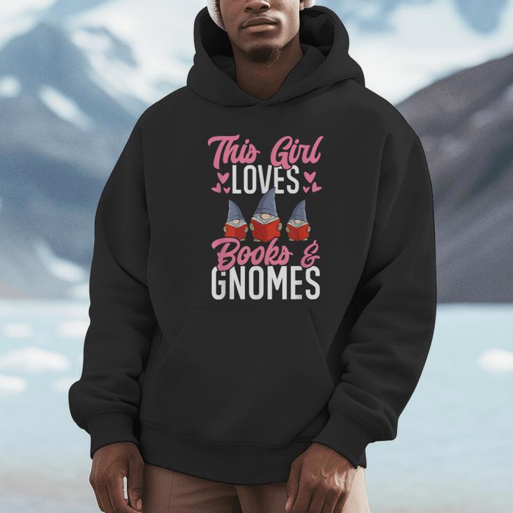 This Girl Loves Books And Gnomes Gardener Dwarf Garden Gnome Unisex Hoodie