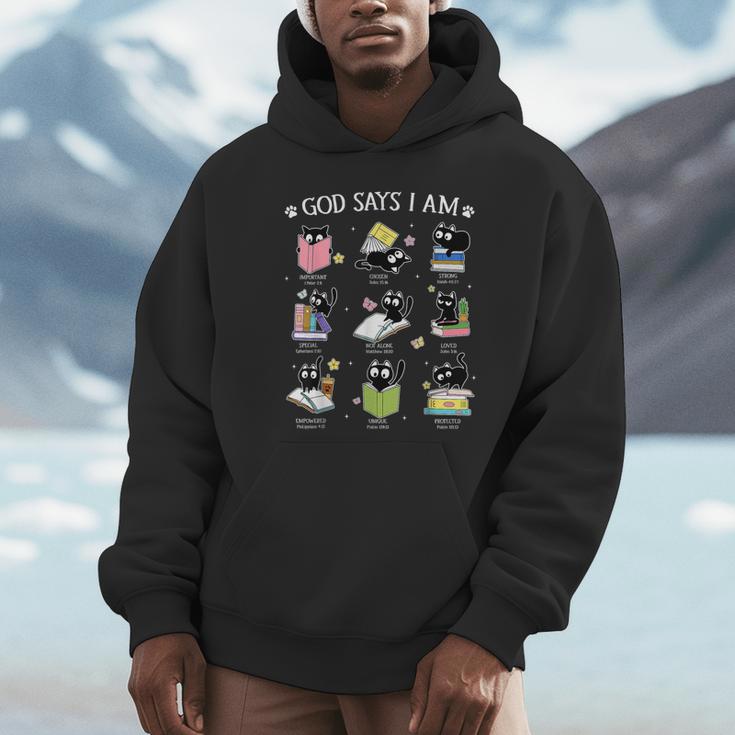 God Says I Am Cat Book Lover Christian Cute Jesus Girls Kids Unisex Hoodie God Says I Am Cat Book Lover Christian Cute Jesus Girls Kids Unisex Hoodie