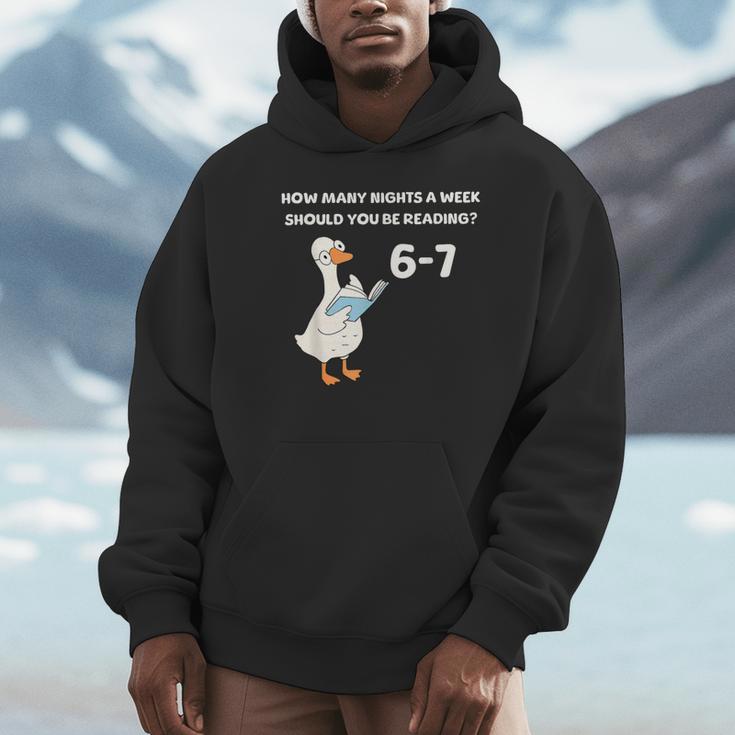 Goose Reading 67 Six Seven Meme Teacher Book Lover Unisex Hoodie