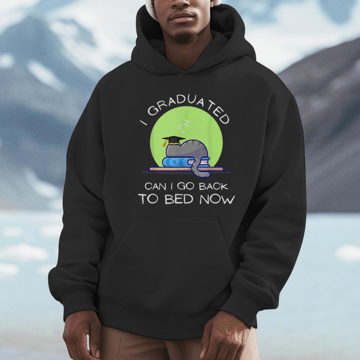 I Graduated Can I Go Back To Bed Now Cat Graduation For Men Women Girls Kids Unisex Hoodie