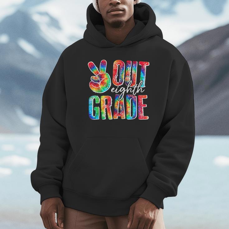 Graduation Peace Sign Out Eighth Grade Tie Dye Hippie Unisex Hoodie