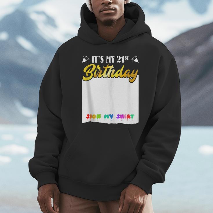 Guestbook My 21st Birthday Sign My Shirt Birthday Party Unisex Hoodie Guestbook My 21st Birthday Sign My Shirt Birthday Party Unisex Hoodie