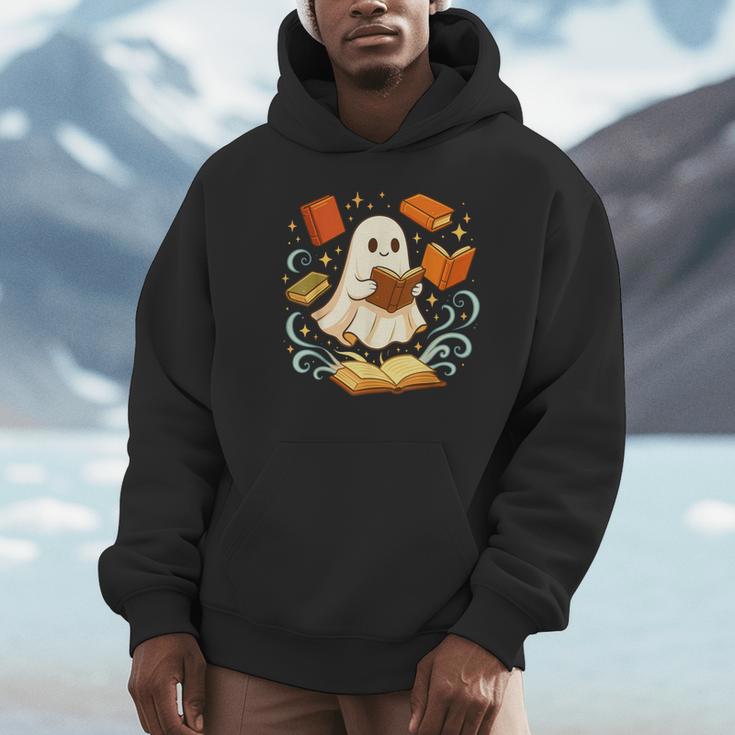 Halloween Cute Ghost Shirt Reading Books Ghost Unisex Hoodie