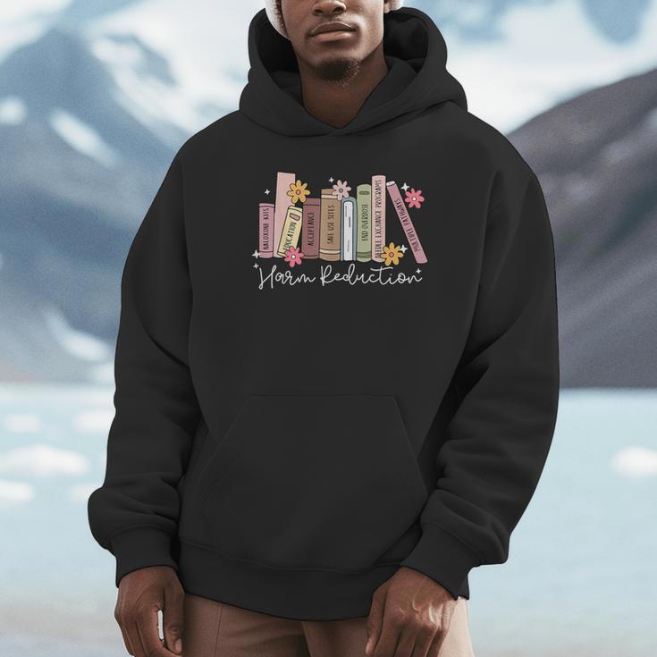 Harm Reduction Floral Book Overdose Awareness Nurse Unisex Hoodie