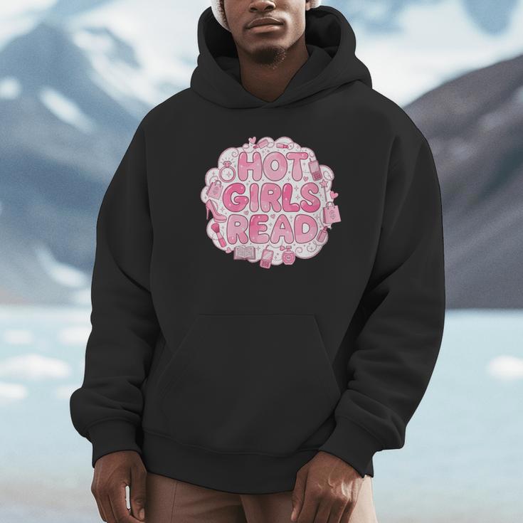 Hot Girls Read Pink Aesthetic Book Lover Reading Unisex Hoodie